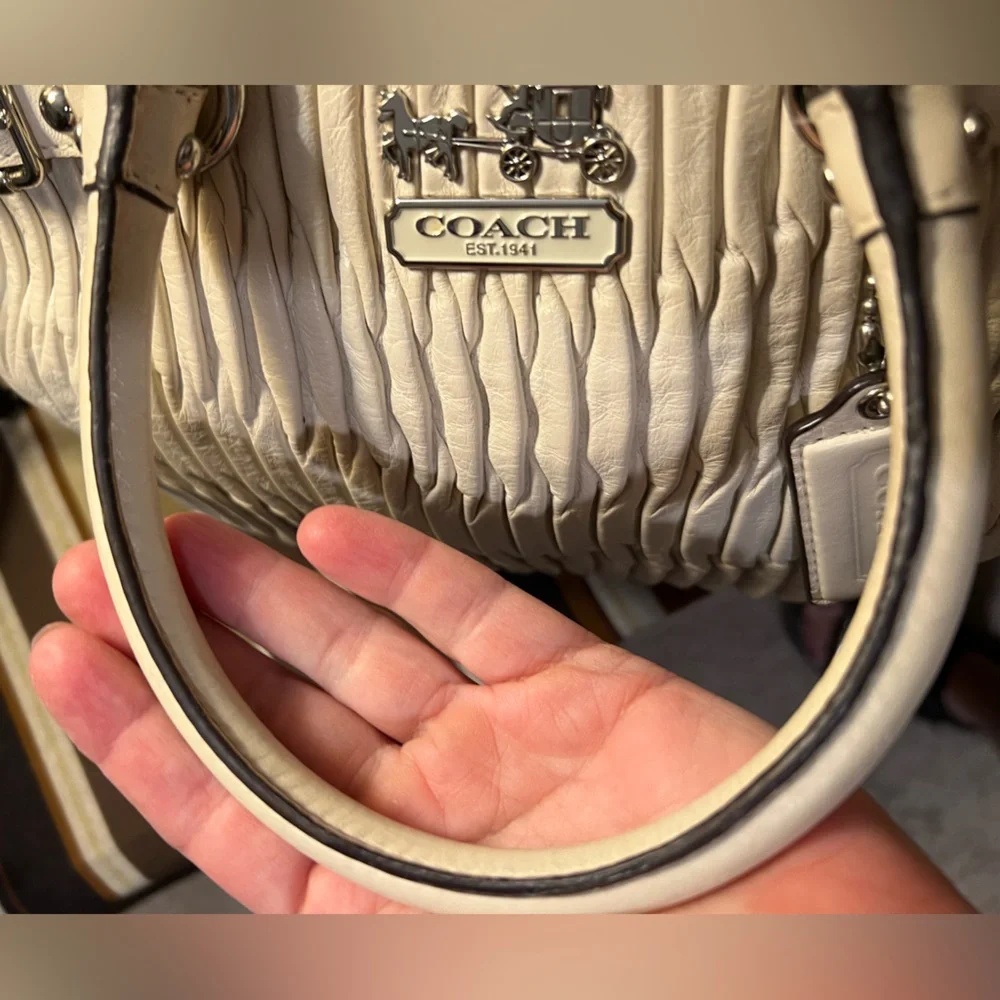 Coach 2012 Ivory Pleated Gathered Leather Sophia Madison Satchel #B1282-18620
